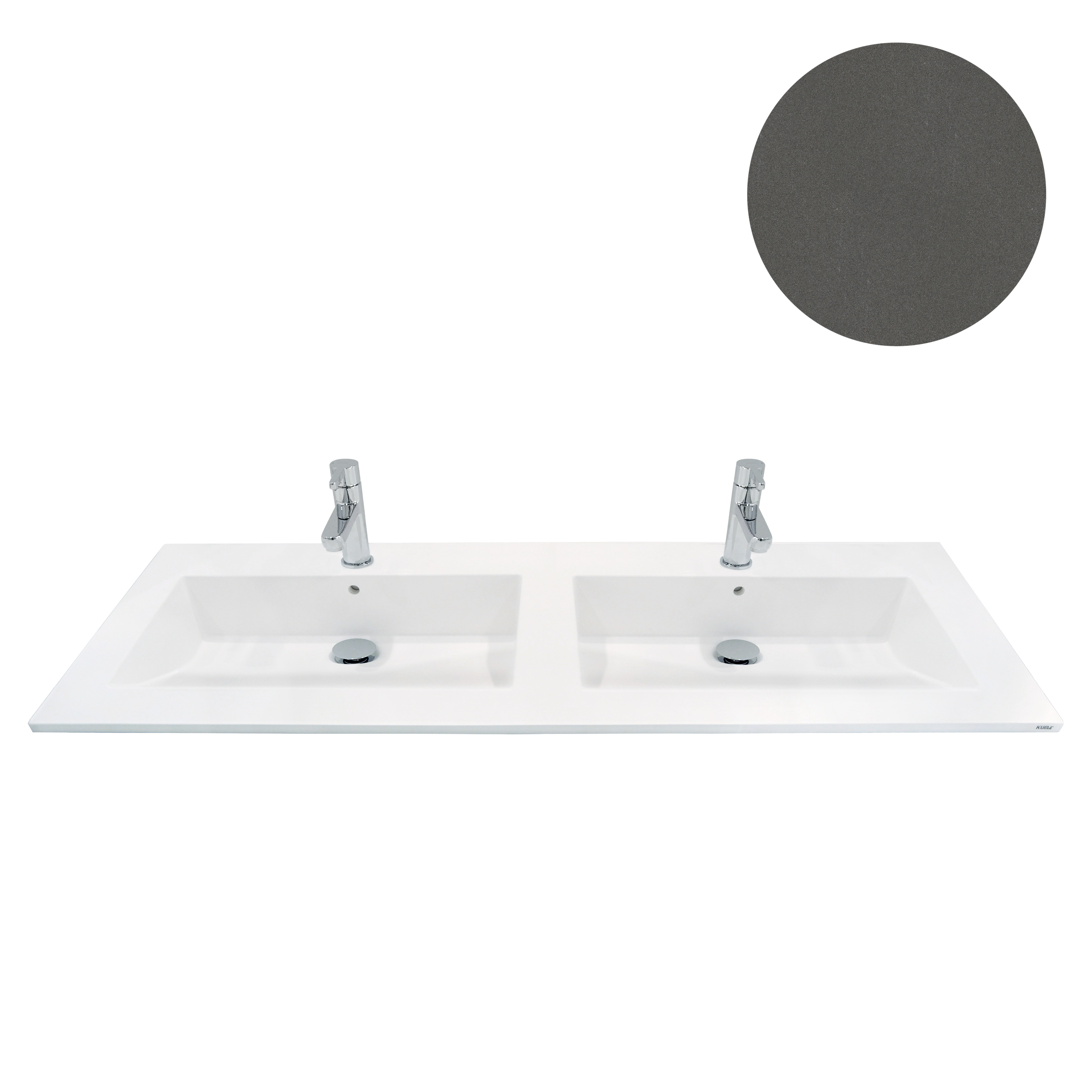 KUMA Todas Double sink  1620x542x15mm Basic grey mat