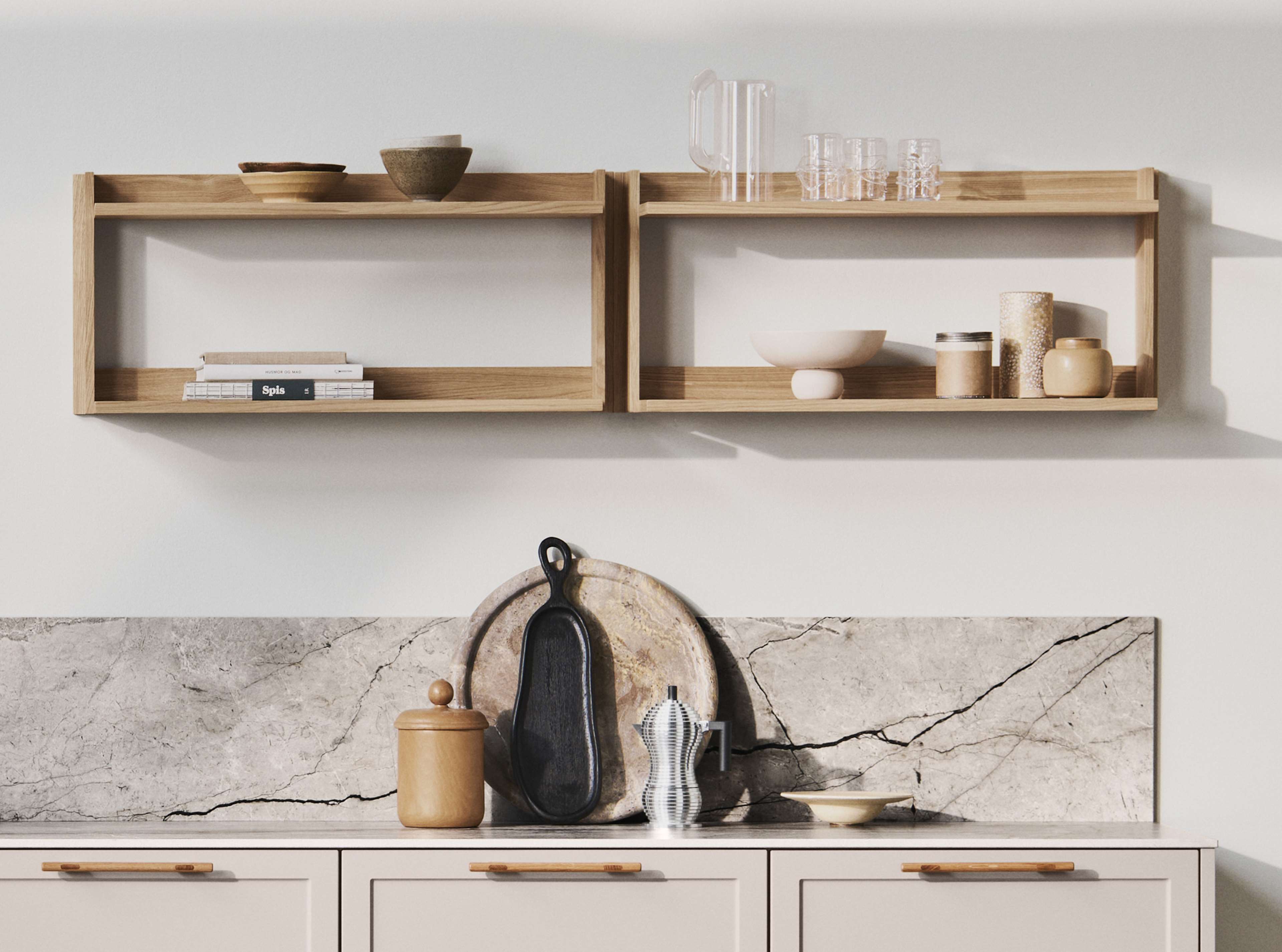 Kvik S02 Reol, Light oak, 2 hyller